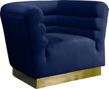 Bellini Velvet Chair - Luxurious Contemporary Design with Gold Base and Textured Channel Tufting