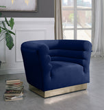 Bellini Velvet Chair - Luxurious Contemporary Design with Gold Base and Textured Channel Tufting