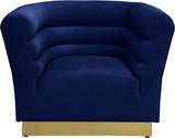 Bellini Velvet Chair - Luxurious Contemporary Design with Gold Base and Textured Channel Tufting