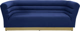 Bellini Contemporary Sofa with Channel Tufting and Gold Stainless Steel Base for Modern Living Spaces