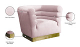 Bellini Velvet Chair - Luxurious Contemporary Design with Gold Base and Textured Channel Tufting