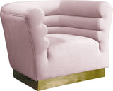 Bellini Velvet Chair - Luxurious Contemporary Design with Gold Base and Textured Channel Tufting