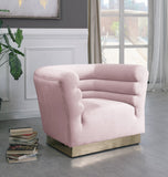 Bellini Velvet Chair - Luxurious Contemporary Design with Gold Base and Textured Channel Tufting