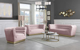 Bellini Contemporary Sofa with Channel Tufting and Gold Stainless Steel Base for Modern Living Spaces