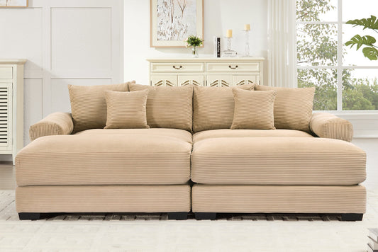 DESEO 92" Loveseat with 2 Ottomans