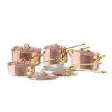 Mauviel M'Heritage M'150 B 12-Piece Copper Cookware Set With Brass Handles