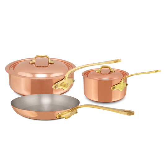 Mauviel M'Heritage M'150 B 5-Piece Copper Cookware Set With Brass Handles