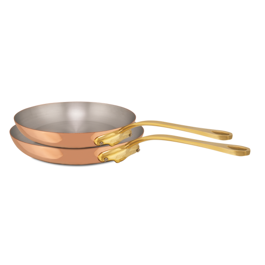 Mauviel M'Heritage M'150 B 2-Piece  Copper Frying Pan Set With Brass Handles