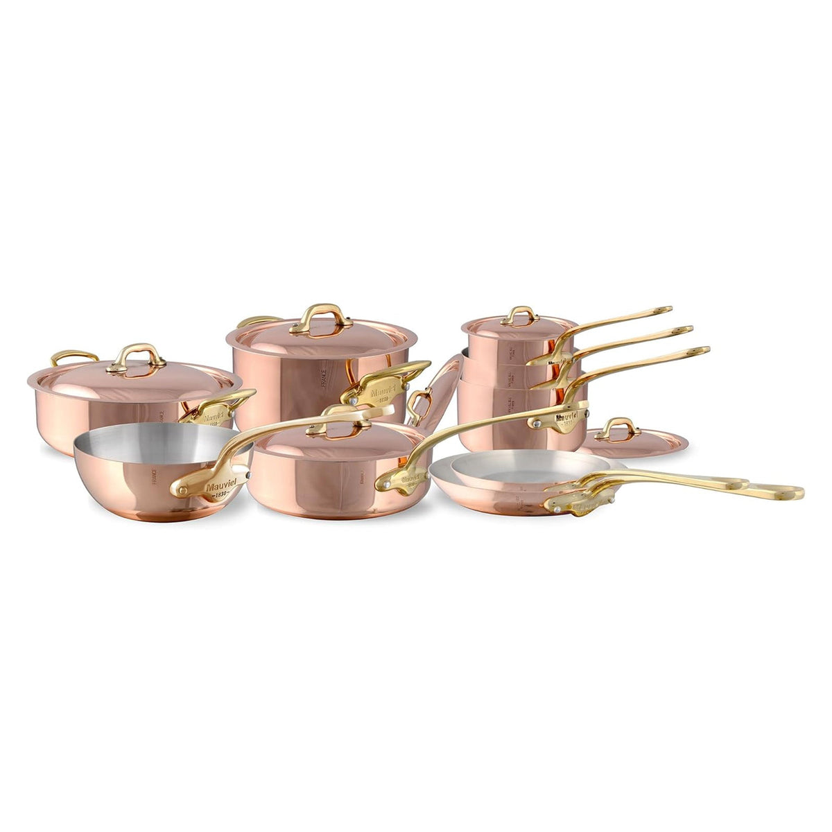 Mauviel M'Heritage 150 B 16-Piece Copper Cookware Set With Brass Handles