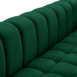 Gwen Velvet Sofa - Luxurious Comfort with Deep Biscuit Tufting & Custom Gold or Chrome Legs