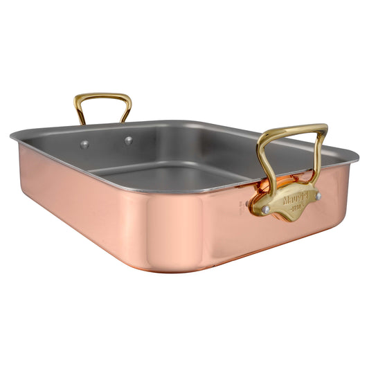 Mauviel M'Heritage 200 B Copper Roasting Pan With Brass Handles, 13.7 x 9.8-In