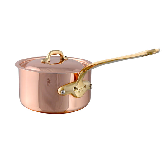 Mauviel M'Heritage M'150 B Copper Sauce Pan With Lid, Brass Handle