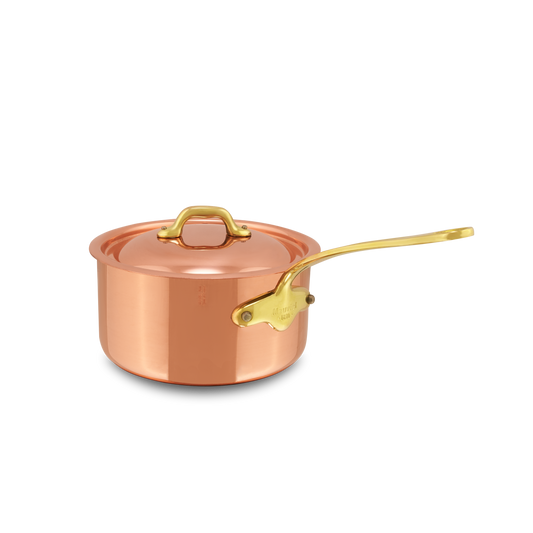 Mauviel M'Heritage M'150 B Copper Sauce Pan With Lid, Brass Handle
