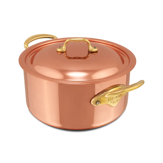 Mauviel M'Heritage M'150 B Copper Stewpan With Lid, Brass Handles