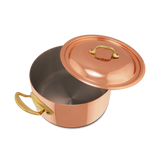 Mauviel M'Heritage M'150 B Copper Stewpan With Lid, Brass Handles