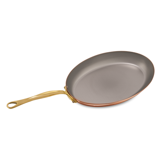 Mauviel M'Heritage M'150 B Copper Oval Frying Pan With Brass Handle