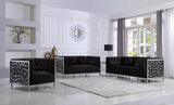 Opal Contemporary Chair – Luxurious Velvet Upholstered Seating with Chrome Stainless Steel Design