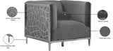 Opal Contemporary Chair – Luxurious Velvet Upholstered Seating with Chrome Stainless Steel Design
