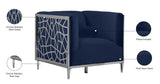 Opal Contemporary Chair – Luxurious Velvet Upholstered Seating with Chrome Stainless Steel Design