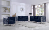 Opal Contemporary Chair – Luxurious Velvet Upholstered Seating with Chrome Stainless Steel Design
