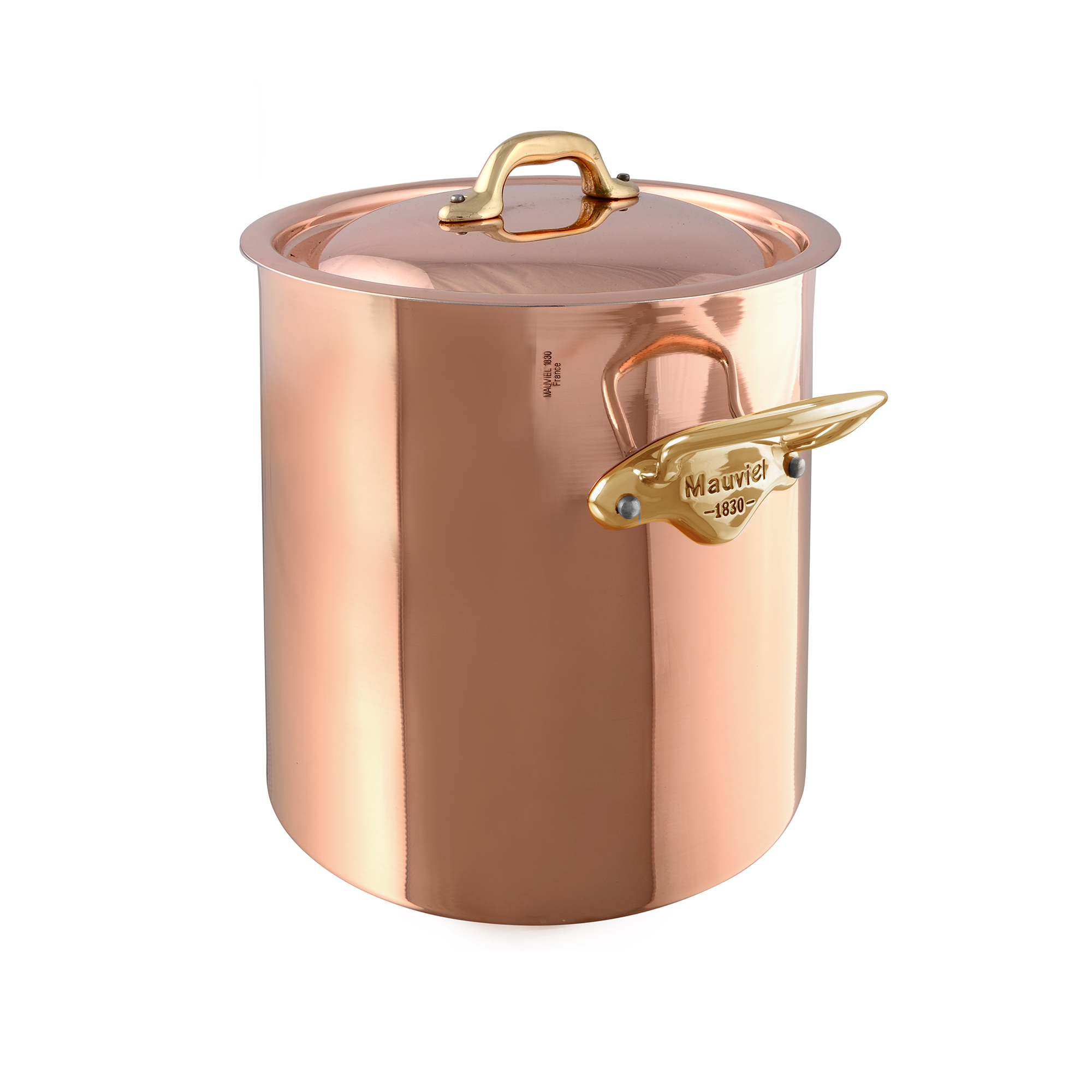 Mauviel M'150B Copper Stockpot With Lid Brass Handles, 9.9-Qt