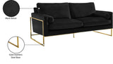 Mila Luxurious Contemporary Sofa with Gold Stainless Steel Frame and Comfortable Pillows for Relaxation