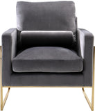 Mila Contemporary Chair with Luxurious Pillows and Elegant Gold Stainless Steel Frame for Comfort