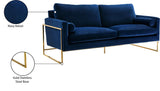 Mila Luxurious Contemporary Sofa with Gold Stainless Steel Frame and Comfortable Pillows for Relaxation