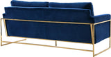 Mila Luxurious Contemporary Sofa with Gold Stainless Steel Frame and Comfortable Pillows for Relaxation