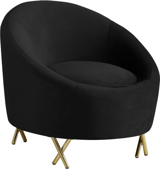 Serpentine Velvet Chair - Plush Contemporary Design with Gold Steel Legs for Chic Home Decor