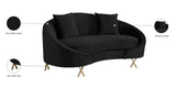 Serpentine Velvet Loveseat - Stylish Contemporary Design with Plush Comfort and Elegant Gold Legs