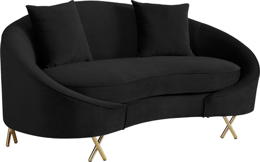 Serpentine Velvet Loveseat - Stylish Contemporary Design with Plush Comfort and Elegant Gold Legs