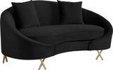 Serpentine Velvet Loveseat - Stylish Contemporary Design with Plush Comfort and Elegant Gold Legs