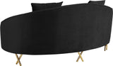 Serpentine Velvet Loveseat - Stylish Contemporary Design with Plush Comfort and Elegant Gold Legs