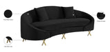 Serpentine Velvet Contemporary Sofa - Elegant Design with Plush Comfort and Gold Steel Legs for Chic Homes