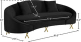 Serpentine Velvet Contemporary Sofa - Elegant Design with Plush Comfort and Gold Steel Legs for Chic Homes