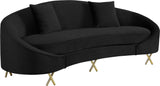 Serpentine Velvet Contemporary Sofa - Elegant Design with Plush Comfort and Gold Steel Legs for Chic Homes