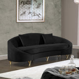 Serpentine Velvet Contemporary Sofa - Elegant Design with Plush Comfort and Gold Steel Legs for Chic Homes