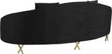 Serpentine Velvet Contemporary Sofa - Elegant Design with Plush Comfort and Gold Steel Legs for Chic Homes