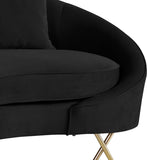 Serpentine Velvet Contemporary Sofa - Elegant Design with Plush Comfort and Gold Steel Legs for Chic Homes