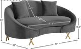 Serpentine Velvet Loveseat - Stylish Contemporary Design with Plush Comfort and Elegant Gold Legs
