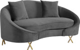 Serpentine Velvet Loveseat - Stylish Contemporary Design with Plush Comfort and Elegant Gold Legs