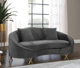 Serpentine Velvet Loveseat - Stylish Contemporary Design with Plush Comfort and Elegant Gold Legs