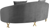 Serpentine Velvet Loveseat - Stylish Contemporary Design with Plush Comfort and Elegant Gold Legs