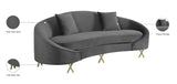 Serpentine Velvet Contemporary Sofa - Elegant Design with Plush Comfort and Gold Steel Legs for Chic Homes