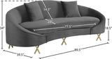 Serpentine Velvet Contemporary Sofa - Elegant Design with Plush Comfort and Gold Steel Legs for Chic Homes