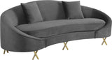 Serpentine Velvet Contemporary Sofa - Elegant Design with Plush Comfort and Gold Steel Legs for Chic Homes