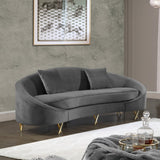 Serpentine Velvet Contemporary Sofa - Elegant Design with Plush Comfort and Gold Steel Legs for Chic Homes
