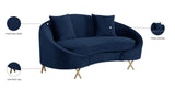 Serpentine Velvet Loveseat - Stylish Contemporary Design with Plush Comfort and Elegant Gold Legs