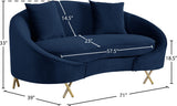 Serpentine Velvet Loveseat - Stylish Contemporary Design with Plush Comfort and Elegant Gold Legs